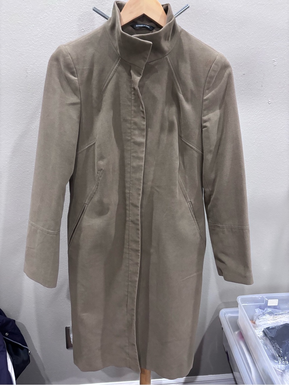 Tailored Taupe Stand-Collar Trench Coat by Dunnes stores